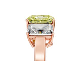 Rose gold Three-Stone Fancy Yellow Radiant Cut Cut Diamond Engagement Ring with Flat Band and Four-Prong Setting_17