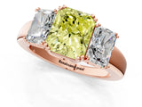 Rose gold Three-Stone Fancy Yellow Radiant Cut Cut Diamond Ring with Channel Set Band and Four-Prong Setting_25