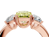 Rose gold Three-Stone Fancy Yellow Radiant Cut Cut Diamond Ring with Channel Set Band and Four-Prong Setting_28