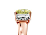 Rose gold Three-Stone Fancy Yellow Radiant Cut Cut Diamond Ring with Channel Set Band and Four-Prong Setting_29