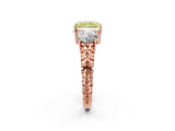 Rose gold Three-Stone Fancy Yellow Radiant Cut Cut Diamond Ring with Channel-Set Band and Prong Setting_2