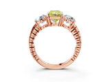 Rose gold Three-Stone Fancy Yellow Radiant Cut Cut Diamond Ring with Channel-Set Band and Prong Setting_3