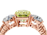 Rose gold Three-Stone Fancy Yellow Radiant Cut Cut Diamond Ring with Channel-Set Band and Prong Setting_4