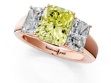 Rose gold Three-Stone Fancy Yellow Radiant Cut Cut Diamond Ring with Prong Setting and Classic Band_1