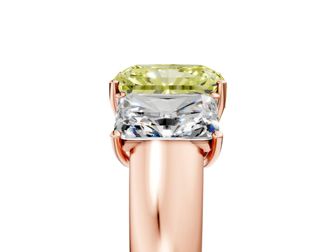 Rose gold Three-Stone Fancy Yellow Radiant Cut Cut Diamond Ring with Prong Setting and Classic Band_5