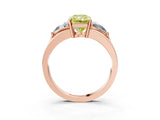Rose gold Three-Stone Fancy Yellow Radiant Cut Cut Diamond Ring with Trillion Side Stones on a Split Shank Band_3
