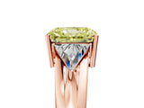 Rose gold Three-Stone Fancy Yellow Radiant Cut Cut Diamond Ring with Trillion Side Stones on a Split Shank Band_5
