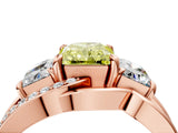 Rose gold Three-Stone Fancy Yellow Radiant Cut Cut Diamond Split Shank Prong Set Ring_16