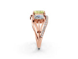 Rose gold Three-Stone Fancy Yellow Radiant Cut Cut Diamond Split Shank Prong Set Ring_2