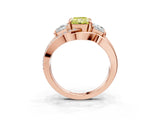 Rose gold Three-Stone Fancy Yellow Radiant Cut Cut Diamond Split Shank Prong Set Ring_3