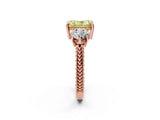 Rose gold Three-Stone Fancy Yellow Radiant Cut Cut Milgrain Band Prong Setting Ring_2