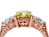 Rose gold Three-Stone Fancy Yellow Radiant Cut Cut Milgrain Band Prong Setting Ring_4