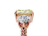 Rose gold Three-Stone Fancy Yellow Radiant Cut Cut Milgrain Band Prong Setting Ring_5