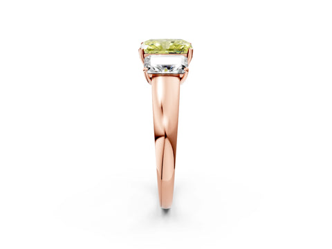 Rose gold Three-Stone Fancy Yellow Radiant Cut Cut Solitaire Ring with Classic Prong Setting_2