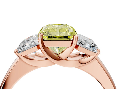 Rose gold Three-Stone Fancy Yellow Radiant Cut Cut Solitaire Ring with Classic Prong Setting_4