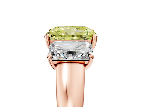 Rose gold Three-Stone Fancy Yellow Radiant Cut Cut Solitaire Ring with Classic Prong Setting_5