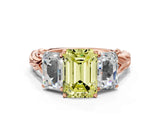 Rose gold Three-Stone Fancy Yellow Radiant Cut Diamond Braided Band Ring with Four-Prong Setting_102