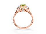 Rose gold Three-Stone Fancy Yellow Radiant Cut Diamond Braided Band Ring with Four-Prong Setting_105