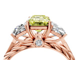 Rose gold Three-Stone Fancy Yellow Radiant Cut Diamond Braided Band Ring with Four-Prong Setting_106