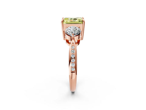 Rose gold Three-Stone Fancy Yellow Radiant Cut Diamond Channel Set Engagement Ring with Prong Setting_2