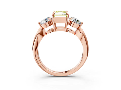 Rose gold Three-Stone Fancy Yellow Radiant Cut Diamond Channel Set Engagement Ring with Prong Setting_3