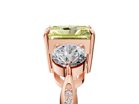 Rose gold Three-Stone Fancy Yellow Radiant Cut Diamond Channel Set Engagement Ring with Prong Setting_5