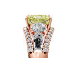 Rose gold Three-Stone Fancy Yellow Radiant Cut Diamond Engagement Ring with Pave Band and Prong Setting_5