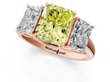 Rose gold Three-Stone Fancy Yellow Radiant Cut Diamond Engagement Ring with Prong Setting_4