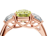 Rose gold Three-Stone Fancy Yellow Radiant Cut Diamond Engagement Ring with Prong Setting_7