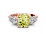 Rose gold Three-Stone Fancy Yellow Radiant  Cut Diamond Pavé Band with Four-Prong Setting_28