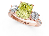 Rose gold Three-Stone Fancy Yellow Radiant  Cut Diamond Pavé Band with Four-Prong Setting_29