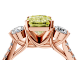 Rose gold Three-Stone Fancy Yellow Radiant  Cut Diamond Pavé Band with Four-Prong Setting_32