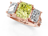Rose gold Three-Stone Fancy Yellow Radiant  Cut Diamond Ring with Channel-Set Band and Four-Prong Setting_119