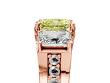 Rose gold Three-Stone Fancy Yellow Radiant  Cut Diamond Ring with Channel-Set Band and Four-Prong Setting_123