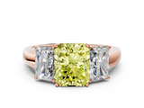 Rose gold Three-Stone Fancy Yellow Radiant  Cut Diamond Ring with Channel-Set Band and Four-Prong Setting_61