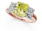 Rose gold Three-Stone Fancy Yellow Radiant  Cut Diamond Ring with Channel-Set Band and Four-Prong Setting_62