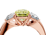 Rose gold Three-Stone Fancy Yellow Radiant  Cut Diamond Ring with Channel-Set Band and Four-Prong Setting_65