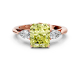 Rose gold Three-Stone Fancy Yellow Radiant  Cut Diamond Ring with Pear Side Stones in Four-Prong Setting_107