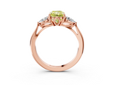Rose gold Three-Stone Fancy Yellow Radiant  Cut Diamond Ring with Pear Side Stones in Four-Prong Setting_110