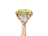 Rose gold Three-Stone Fancy Yellow Radiant  Cut Diamond Ring with Pear Side Stones in Four-Prong Setting_112