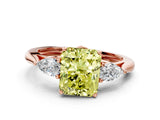 Rose gold Three-Stone Fancy Yellow Radiant Cut Diamond Ring with Pear  Side Stones in Four-Prong Setting_12