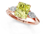 Rose gold Three-Stone Fancy Yellow Radiant Cut Diamond Ring with Pear  Side Stones in Four-Prong Setting_13