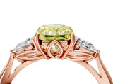 Rose gold Three-Stone Fancy Yellow Radiant Cut Diamond Ring with Pear  Side Stones in Four-Prong Setting_16
