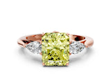 Rose gold Three-Stone Fancy Yellow Radiant Cut Diamond Ring with Pear  Side Stones in Four-Prong Setting_48