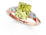 Rose gold Three-Stone Fancy Yellow Radiant Cut Diamond Ring with Pear  Side Stones in Four-Prong Setting_49