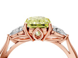 Rose gold Three-Stone Fancy Yellow Radiant Cut Diamond Ring with Pear  Side Stones in Four-Prong Setting_52