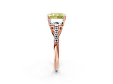 Rose gold Three-Stone Fancy Yellow Radiant Cut Diamond Ring with Round  Pavé Band and Prong Setting_89