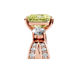 Rose gold Three-Stone Fancy Yellow Radiant  Cut Diamond Twist Band with Prong Setting_44