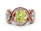 Rose gold Three-Stone Fancy Yellow Radiant Cut Diamond Wave Pave Band with Prong Setting_30