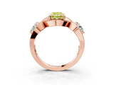 Rose gold Three-Stone Fancy Yellow Radiant Cut Diamond Wave Pave Band with Prong Setting_33